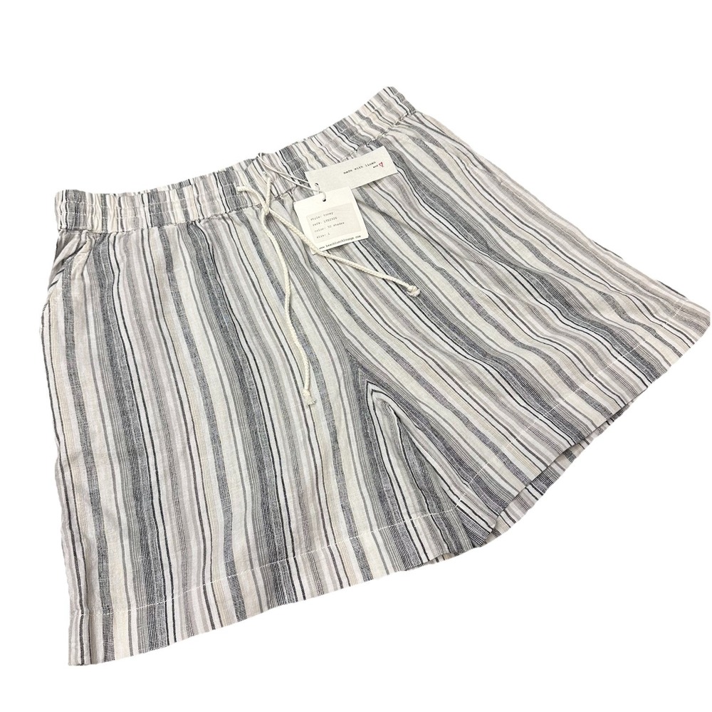 Beach Lunch Lounge Shorts Women's Large Striped Linen Blend Coastal Beach Vaca